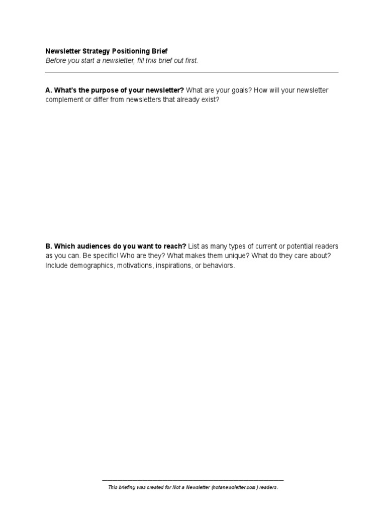 Copie de Newsletter Strategy Positioning Brief | PDF | Motivation ...