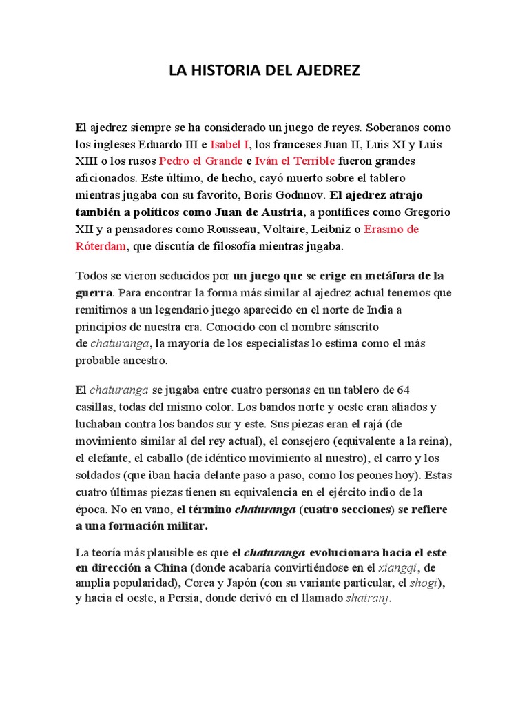 Evolución del Ajedrez a lo Largo de la Historia | PDF | Ajedrez ...