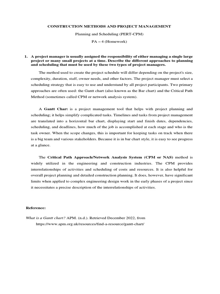 Planning And Scheduling Pert Cpm Pt 2 Pdf Project Management