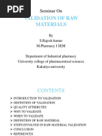 Validation of Raw Materials