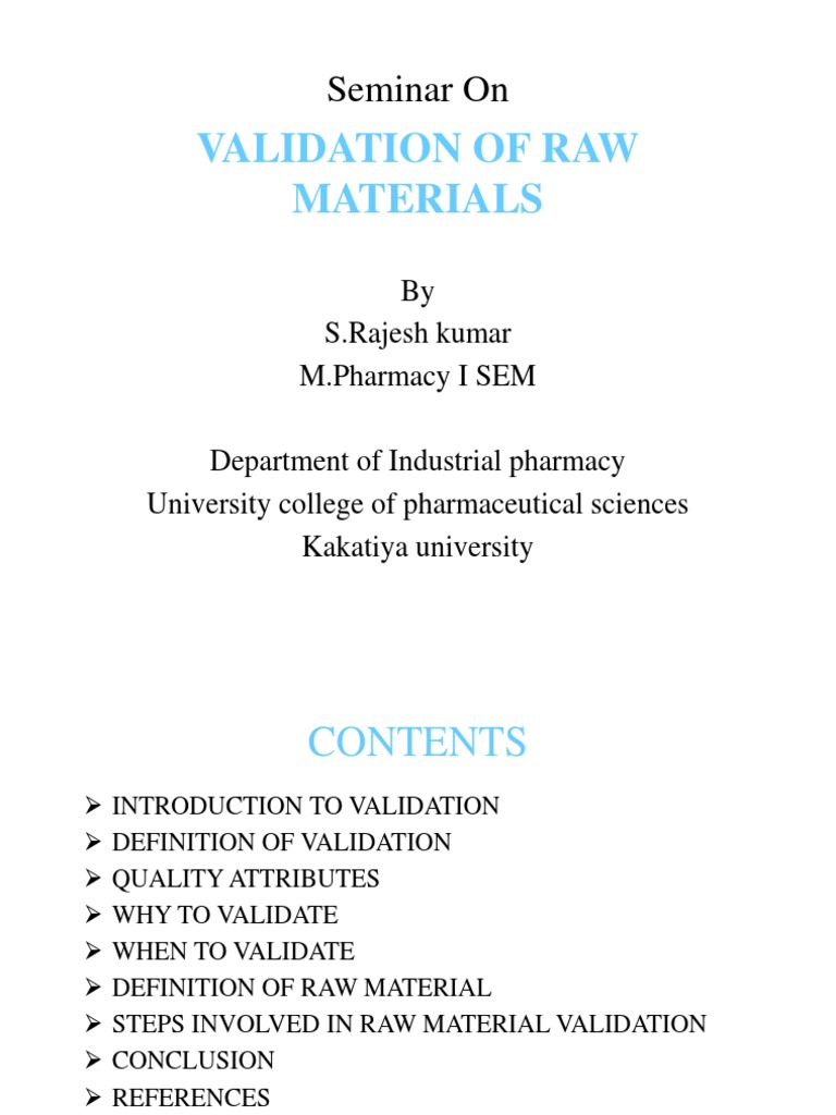 Validation Of Raw Materials Pdf Verification And Validation Shelf
