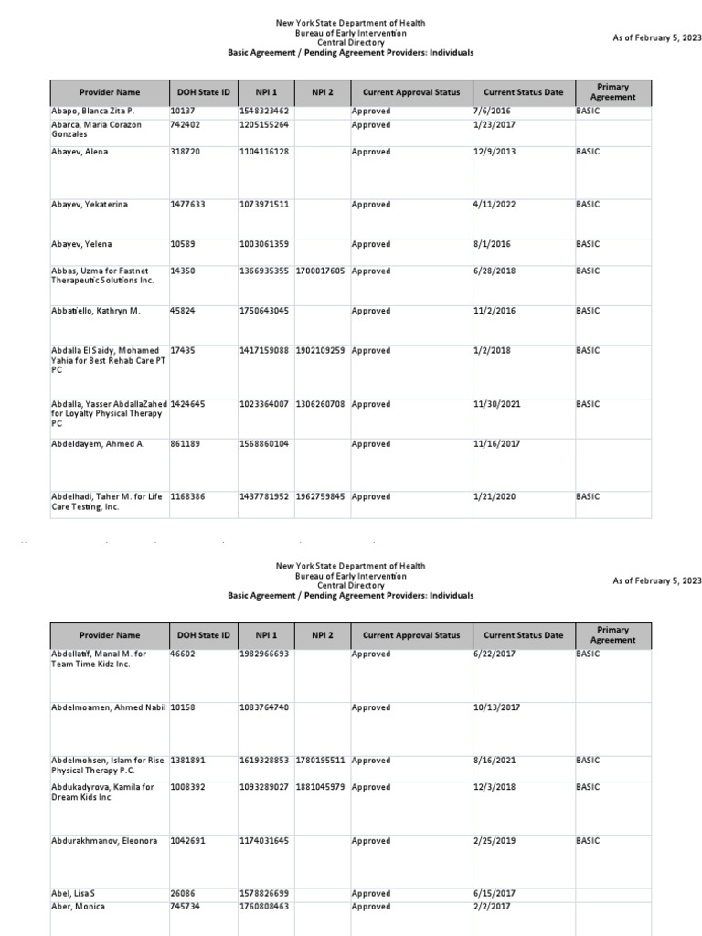 NY Early Intervention Provider Directory | PDF | Social Institutions |  Clinical Medicine