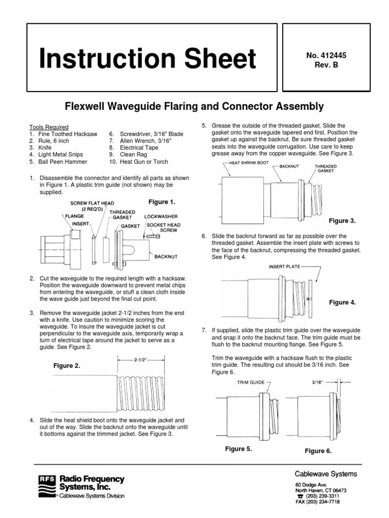 Instruction Sheet: Flexwell Waveguide Flaring and Connector Assembly ...
