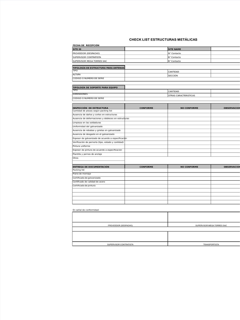 Checklist para Estructuras Metálicas | PDF