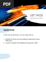 Lesson 3 CREATING LIST TAGS