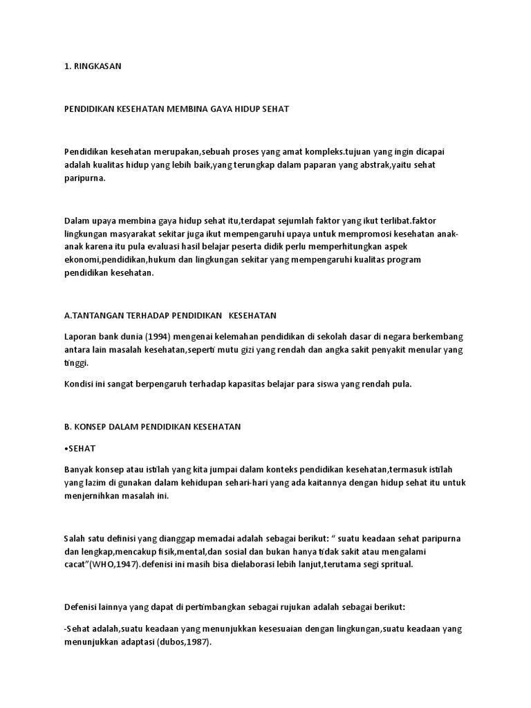 Pendidikan Kesehatan Membina Gaya Hidup Sehat | PDF