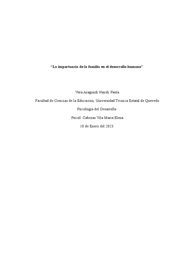 La Importancia de La Familia en El Desarrollo Humano | PDF | Familia | Amor