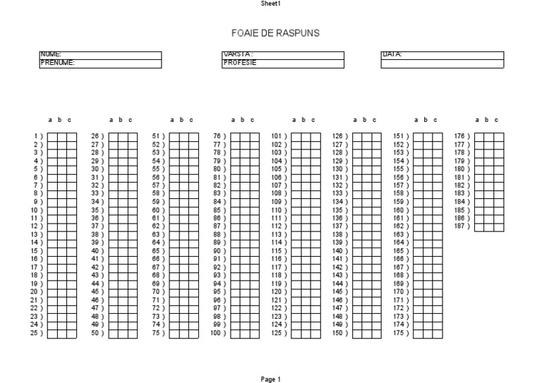 Test de personnalité : Fiche de réponses | PDF