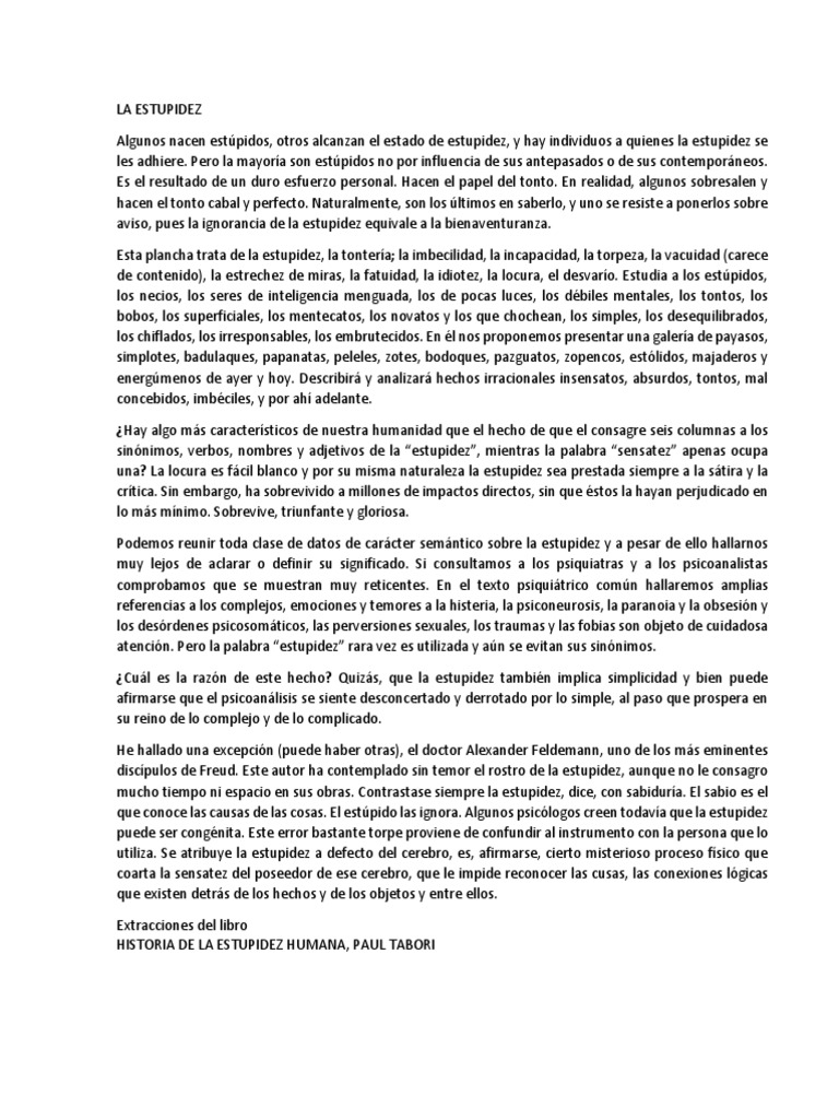 Anatomía de la Estupidez Humana | PDF | Psicoanálisis | Sicología