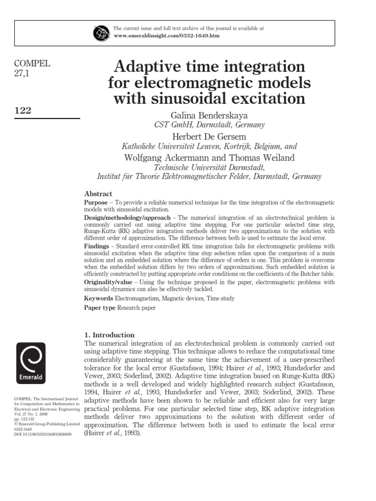 Adaptive Time Integration for EM Models | PDF | Analysis | Mathematical ...