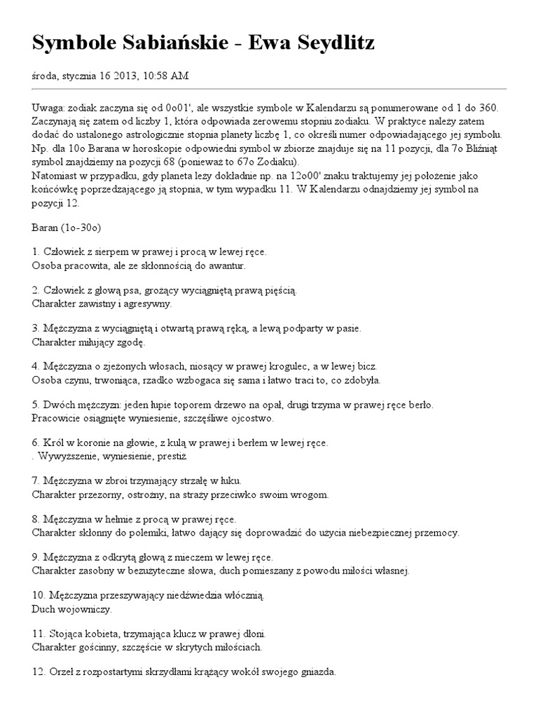 Symbole Sabiańskie Znaczenie PDF
