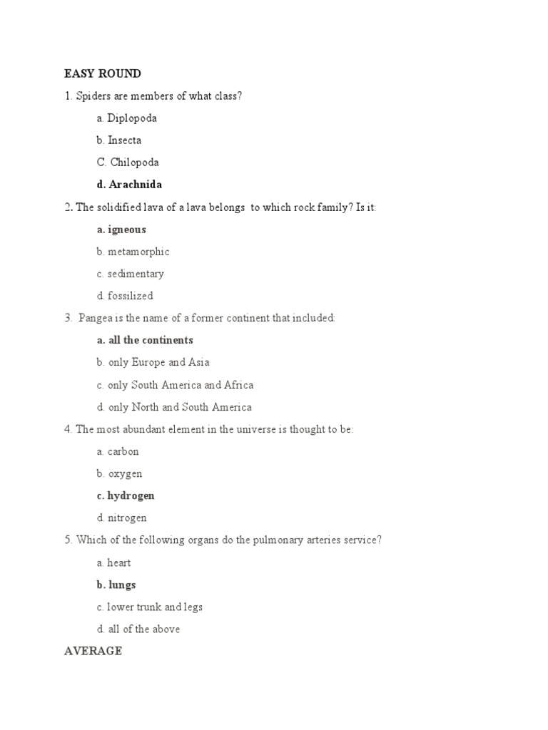 Science Quiz Bee PDF