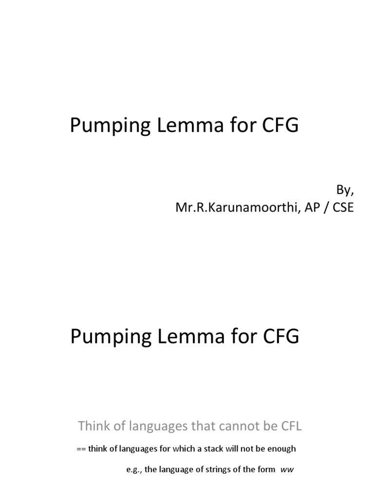 Pumping Lemma For Cfg