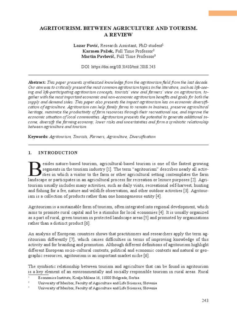 Agritourism: Bridging Agriculture and Tourism | PDF | Tourism | Farms