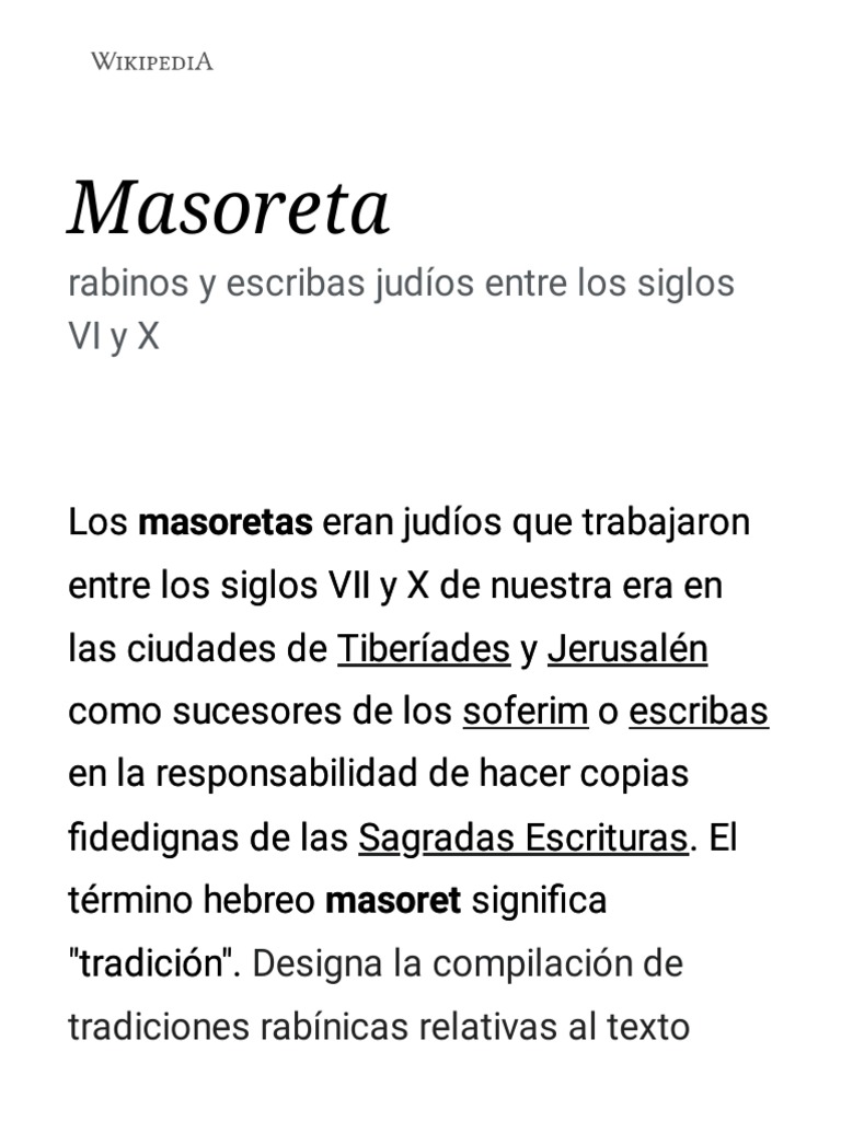 Masoreta Wikipedia, La Enciclopedia Libre PDF Biblia Textos