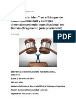 El Non Bis in Ídem en El Bloque de Constitucionalidad - Bolivia