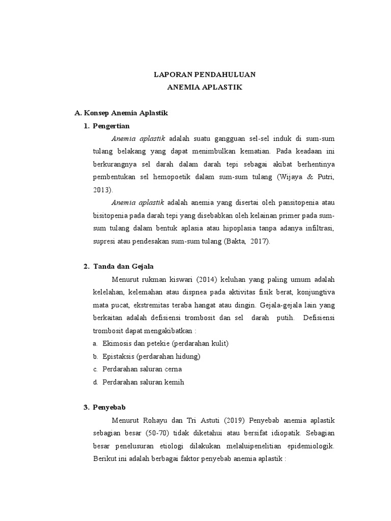 Laporan Anemia Aplastik pada Anak | PDF