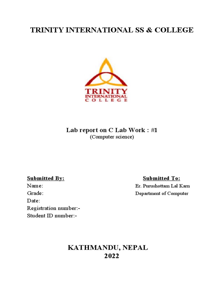 C Lab Report Cover Page (PLK Computer SIR) | PDF