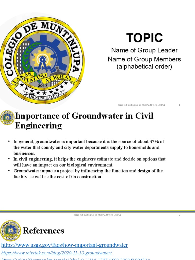 Importance Of Groundwater In Ce Pdf
