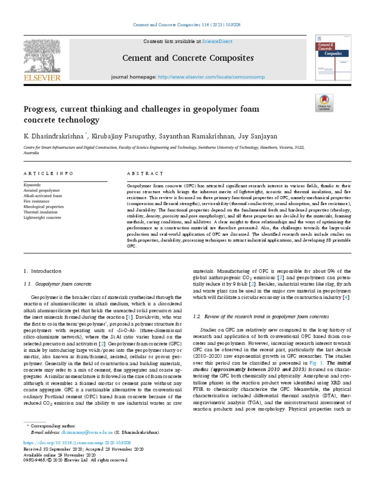 Progress, Current Thinking and Challenges in Geopolymer Foam Concrete