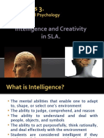 Educational Psychology Intelligence and Creativity in SLA