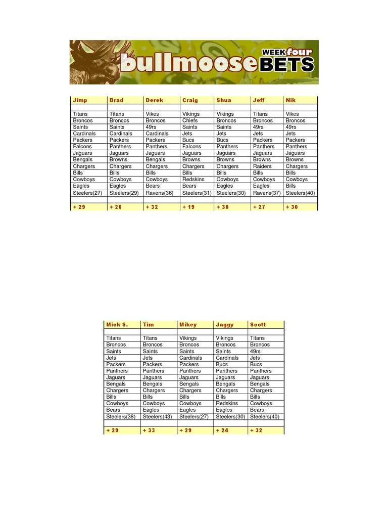 Week 4 Picks PDF