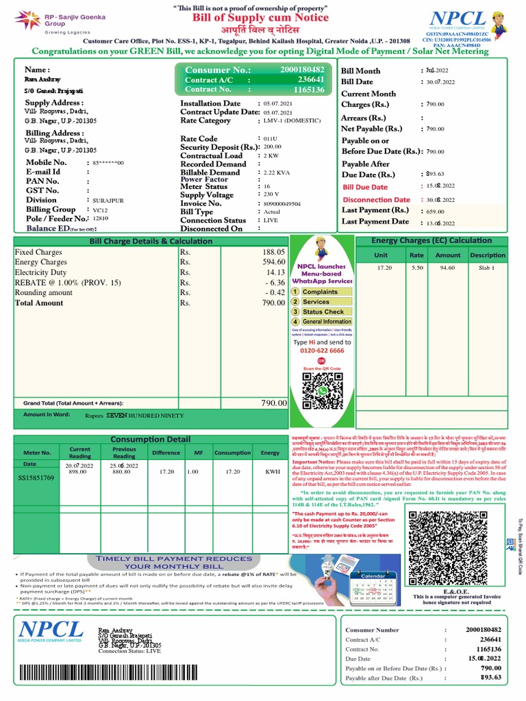 Balister Electricity Bill Pdf Electric Power Power Physics