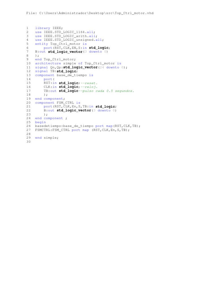 VHDL Motor Control Top Module | PDF | Teaching Methods & Materials