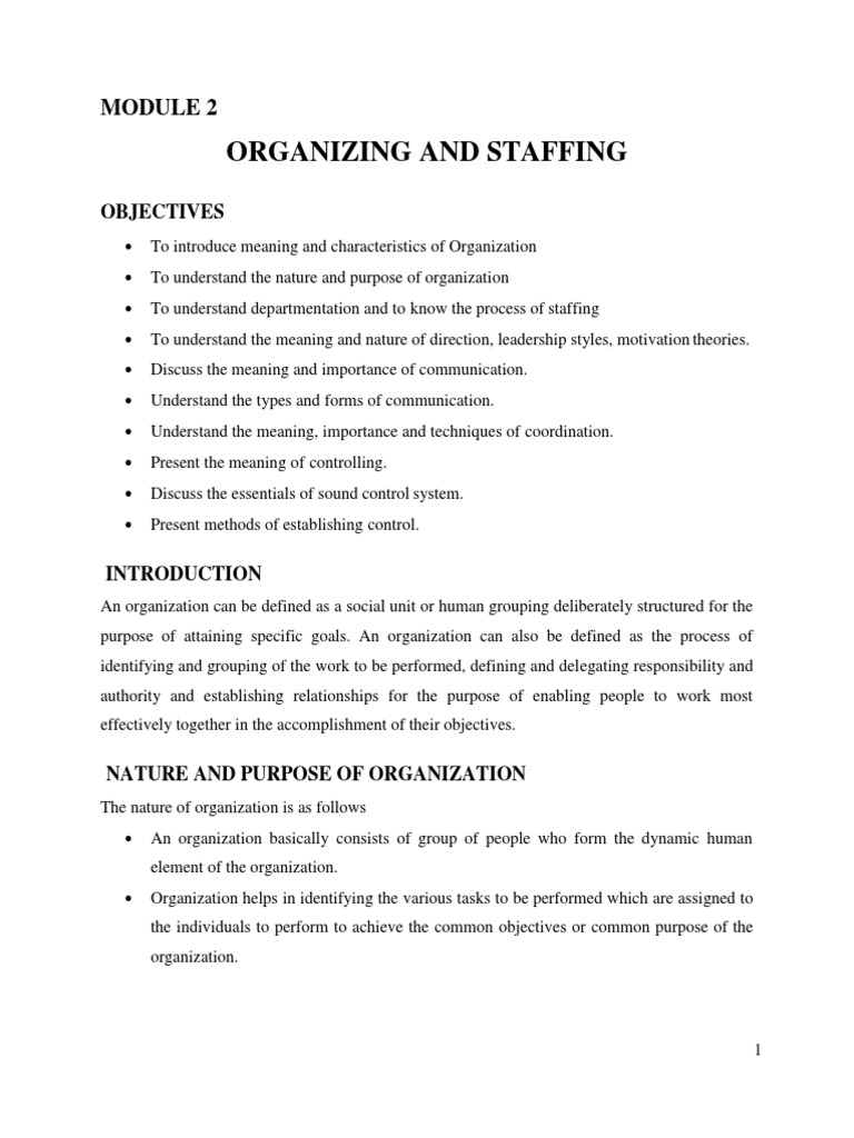 Organization & Staffing Essentials | PDF | Leadership | Motivational