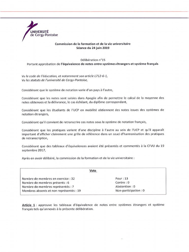 Délibération N°15 - CFVU 24.06.19 - Portant Approbation de L ...