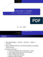 Thermodynamique À L'équilibre: Cours 1: Introduction Et Généralités