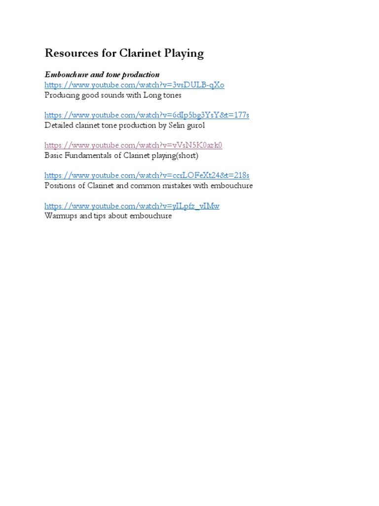 Resources For Embouchure PDF