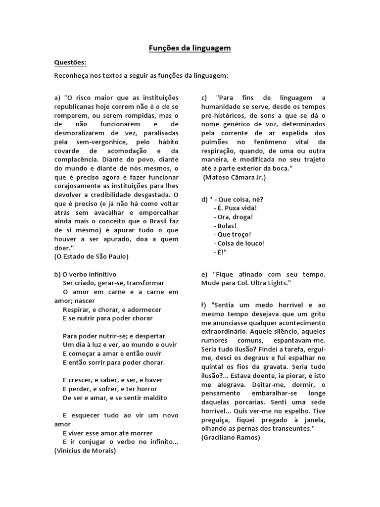 Funções da Linguagem no Ensino Médio | PDF | Amor