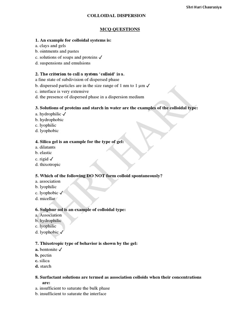 Define colloidal dispersion pdf colloid physical chemistry