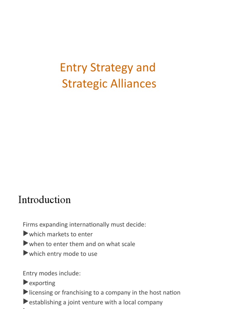Entry Strategy and Strategic Alliance | Download Free PDF | Franchising ...