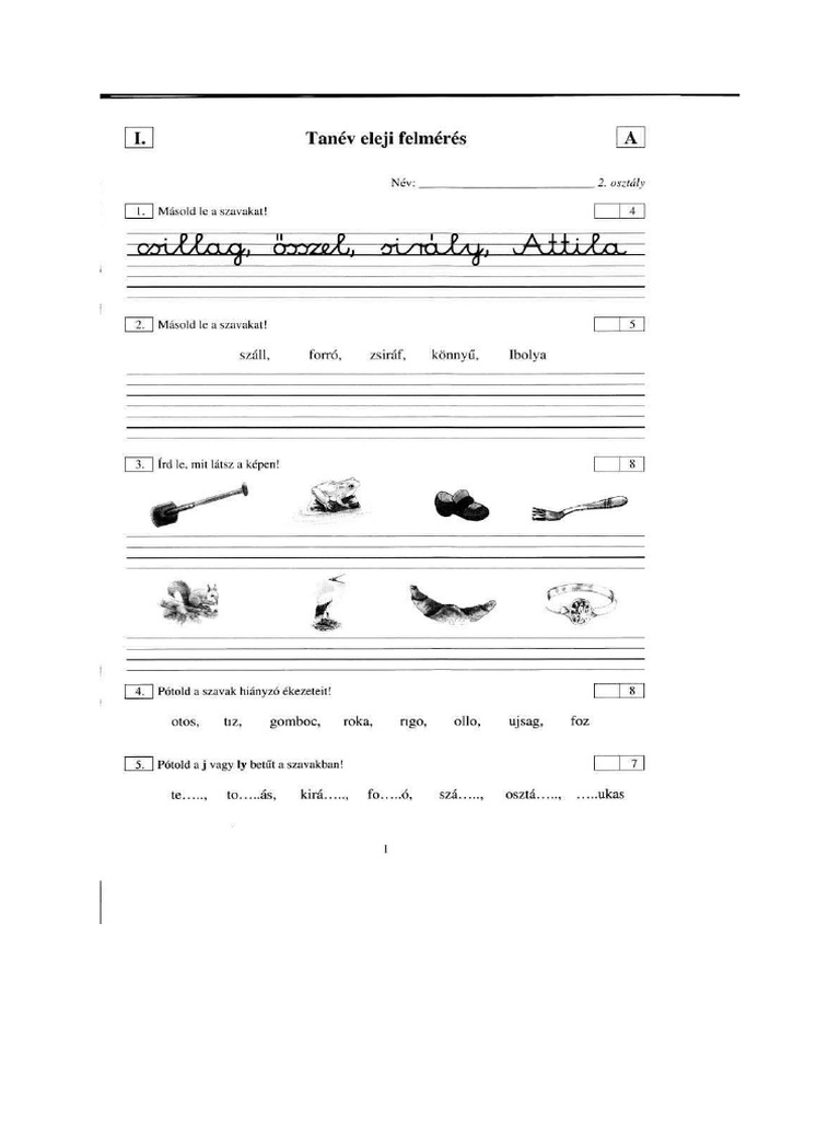 Év Eleji Írás Felmérés 2.o Apáczai | PDF