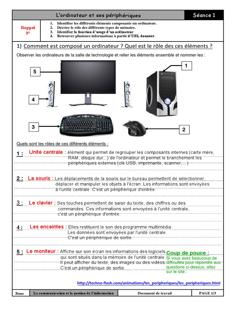 Rôles des composants de l'ordinateur | PDF | Mémoire (informatique ...