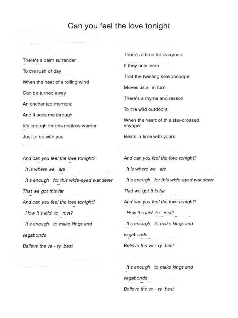 Can You Feel The Love Tonight | PDF | Song Structure | Songs