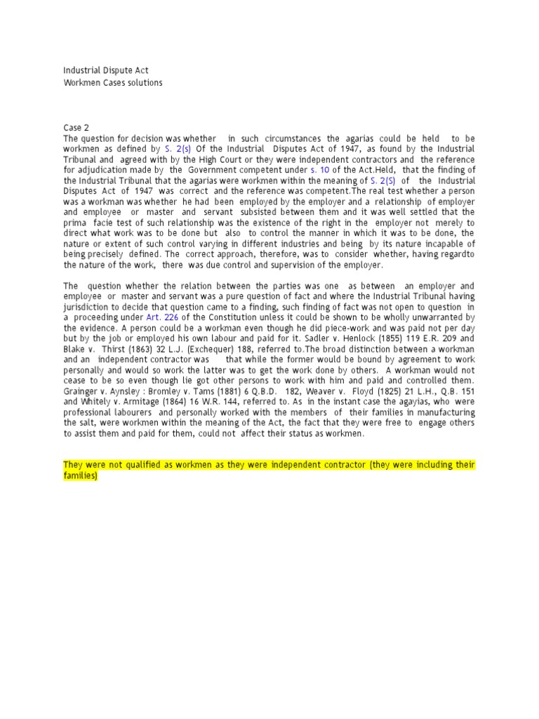 ID Act Cases 9Solutions PDF Employment Tribunal