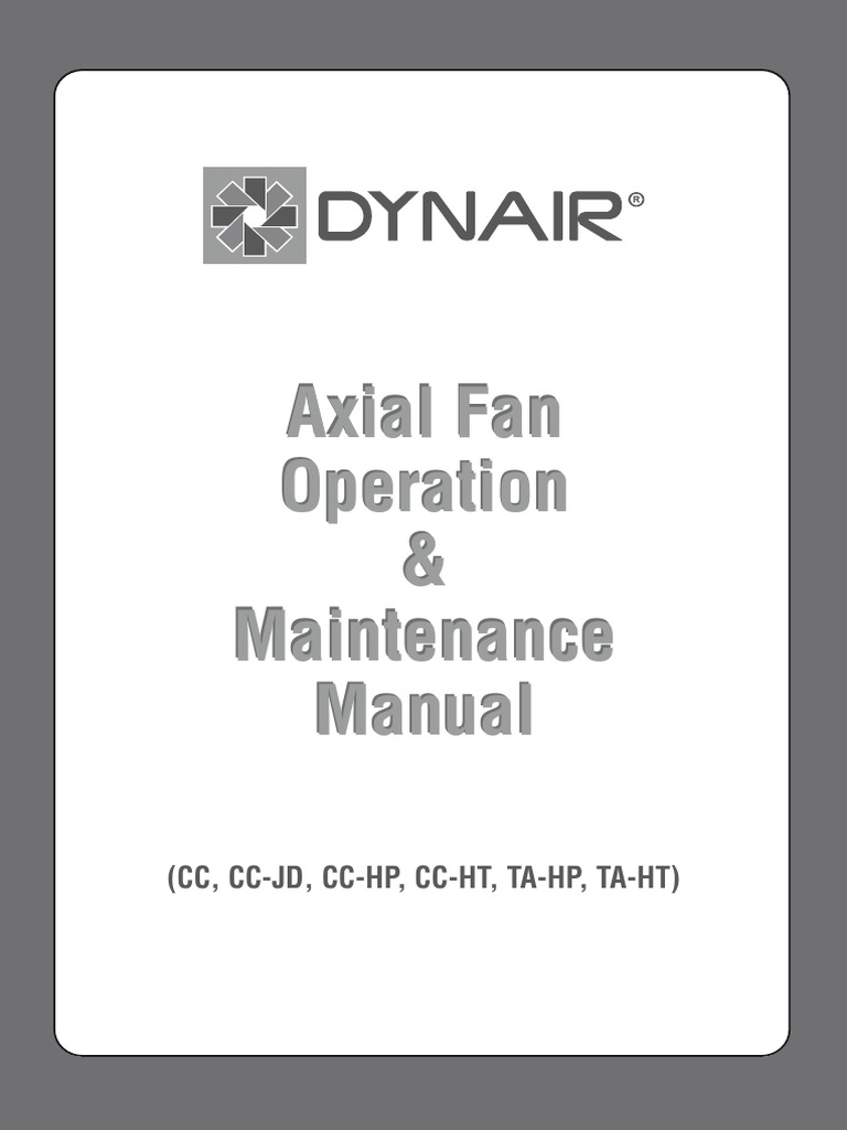 Dynair Axial Fan Operation Manual | PDF | Electric Motor | Bearing ...