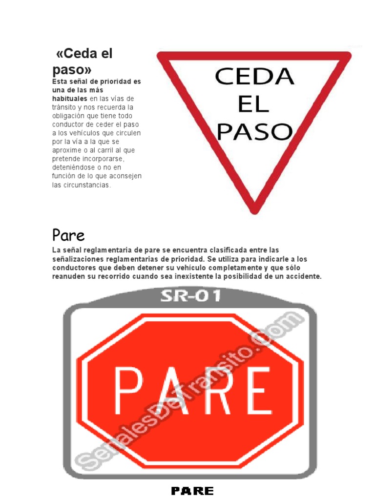 Señales de tránsito y su significado | PDF
