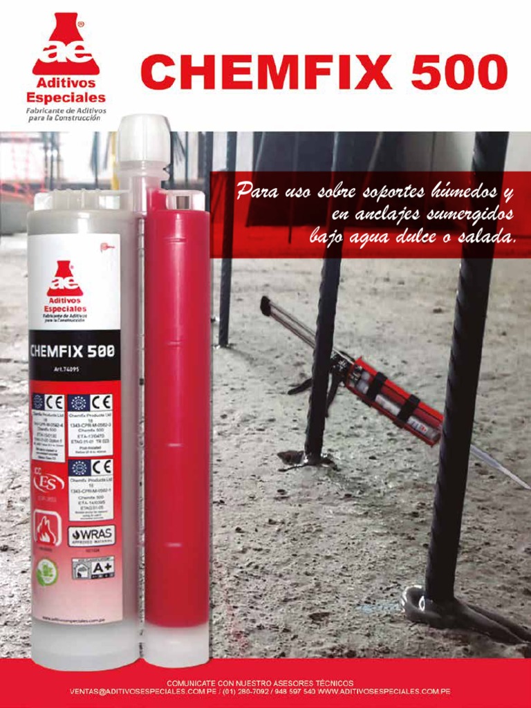 Chemfix 500: Anclajes Epóxicos Avanzados | PDF | Hormigón | Perforación