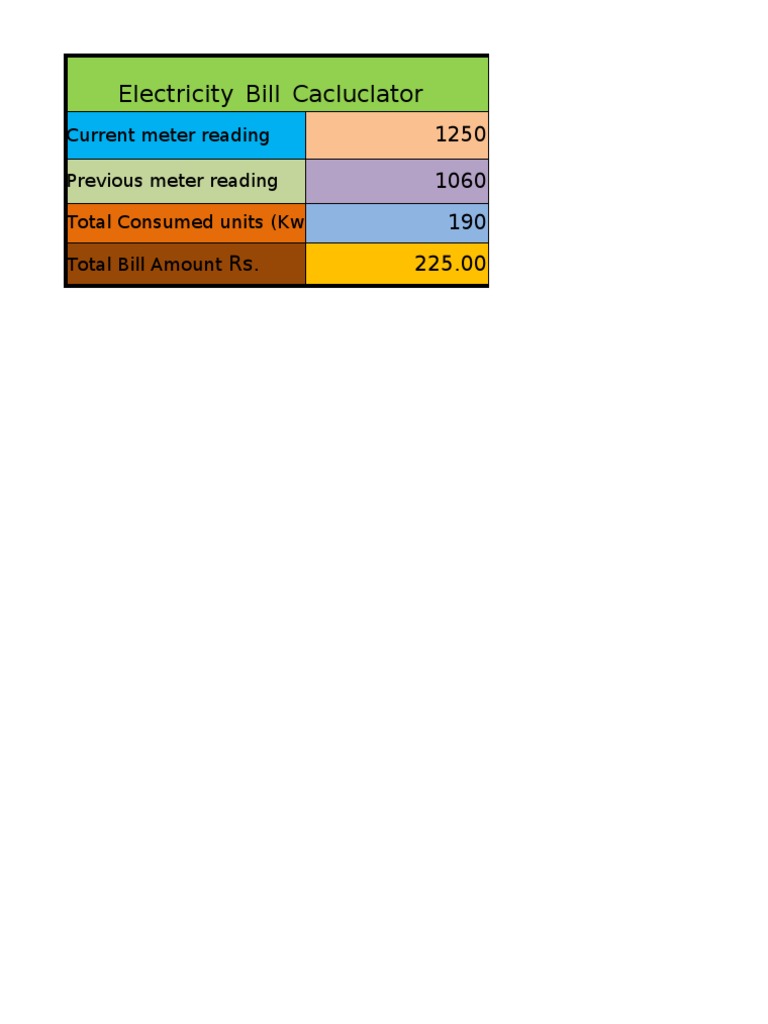 Electricity Bill Calculation Tool | PDF | Technology & Engineering
