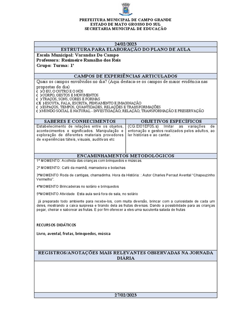 Plano de Aula BERÇARIO PRONTO | PDF | Brinquedos | Pensamento
