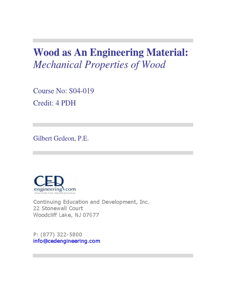 Wood as An Engineering Material Mechanical Properties of Wood R2 PDF