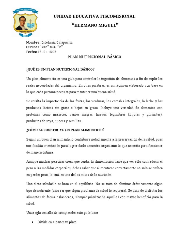 Plan Nutricional | PDF | Nutrición | Dieta y nutrición
