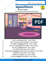 Prepositions Worksheet True or False Sentences