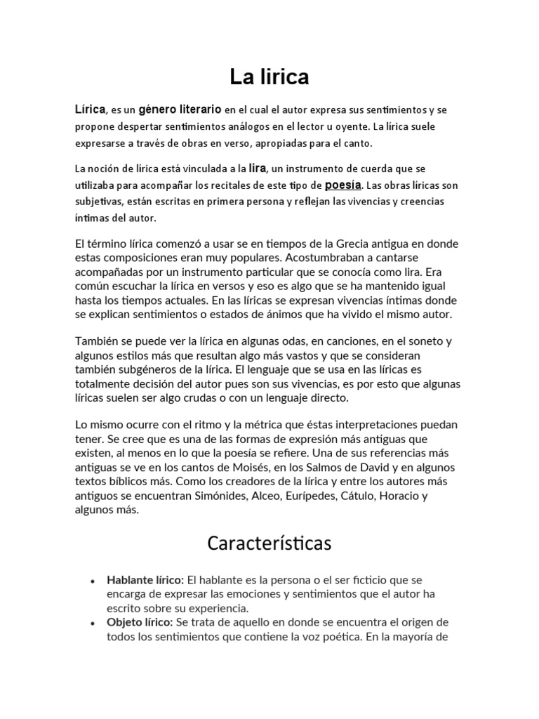 La Lirica (Castellano) | PDF | Poesía
