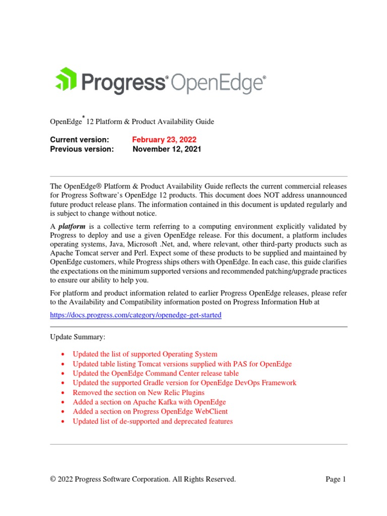 OpenEdge 12 Product Availability Guide PDF Microsoft Windows Microsoft Sql Server