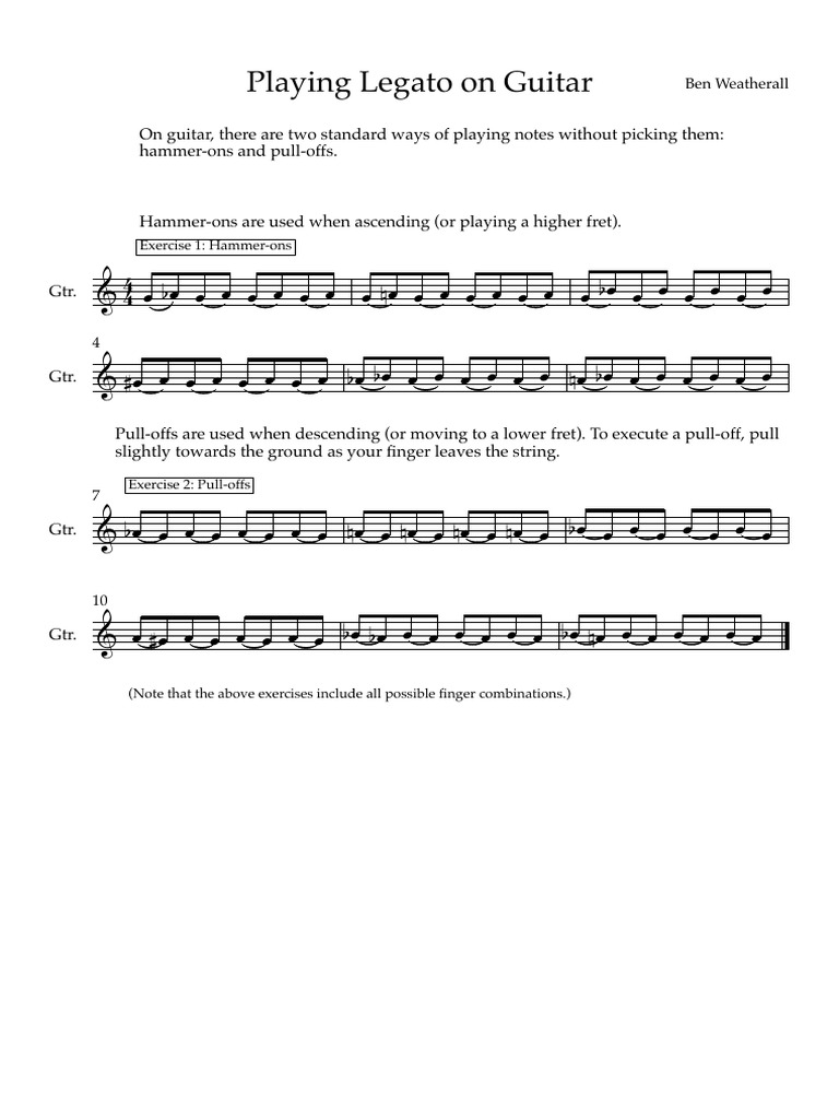 Playing Legato On Guitar - Full Score | PDF